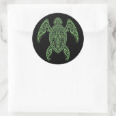 Ingewikkelde zwarte en groene Zeeen schildpad Ronde Sticker (Tas)
