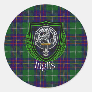 Inglis Schotse Clan Tartan & Wapen Ronde Sticker