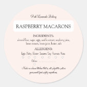 Ingrédient rose et allergène Étiquette alimentaire (Devant)