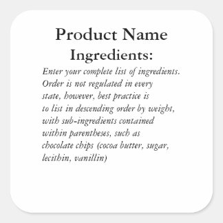 Ingrediënten alleen waslabel voor wet sticker