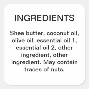 Ingrediënten eenvoudige zakelijke product label st