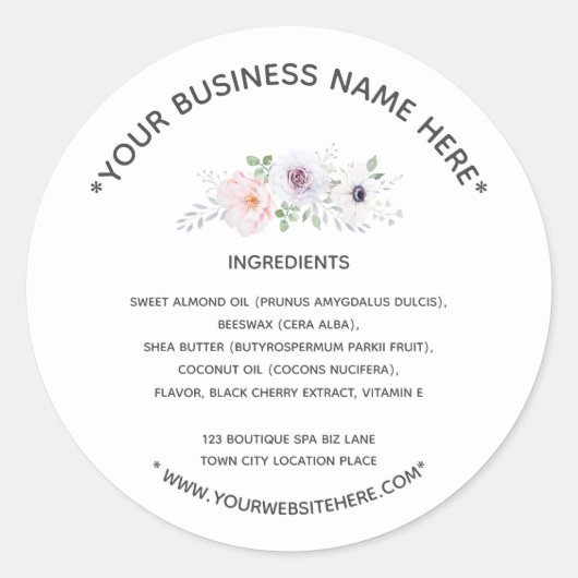 Ingrediënten Etiket Witte Kool (Voorkant)