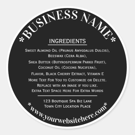 Ingrediënten Label Zwart Wit (Voorkant)