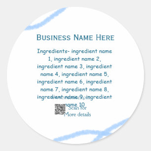 Ingrediënten naam toevoegen bedrijfsnaam website Q Ronde Sticker