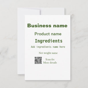Ingrediënten voeg productnaam gewicht scan Q R det Bedankkaart