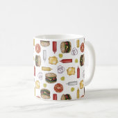 Ingrédients Cheeseburger - Mug de café blanc (Devant droit)