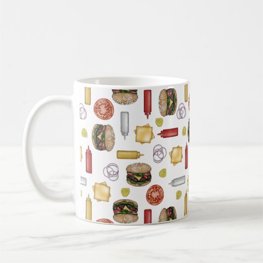 Ingrédients Cheeseburger - Mug de café blanc (Gauche)