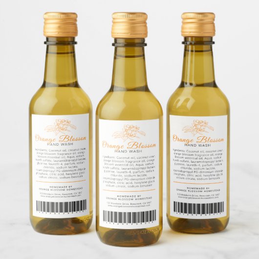 Ingrédients de beauté code barre étiquette oranger (Bouteilles)