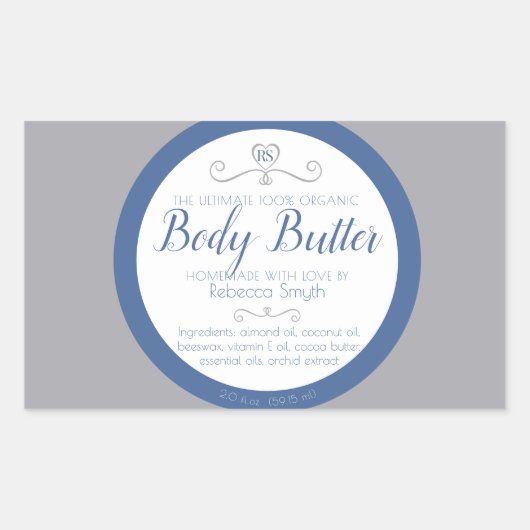 Ingrédients de beauté maison étiquette bleu gris a (Devant)