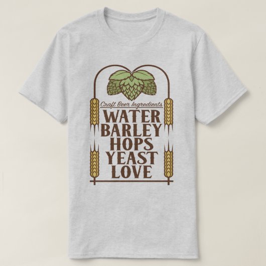 Ingrédients de bière de métier brassant le T-shirt (Design devant)