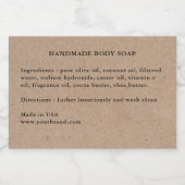 Ingrédients de savon artisanal Étiquette Kraft (Étiquettes simples)