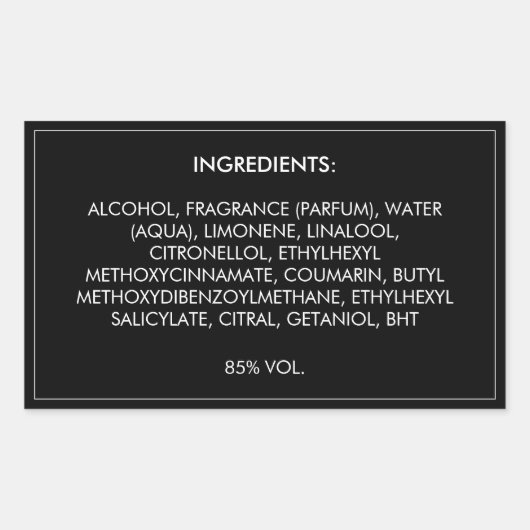 Ingrédients Étiquette de produit (Devant)