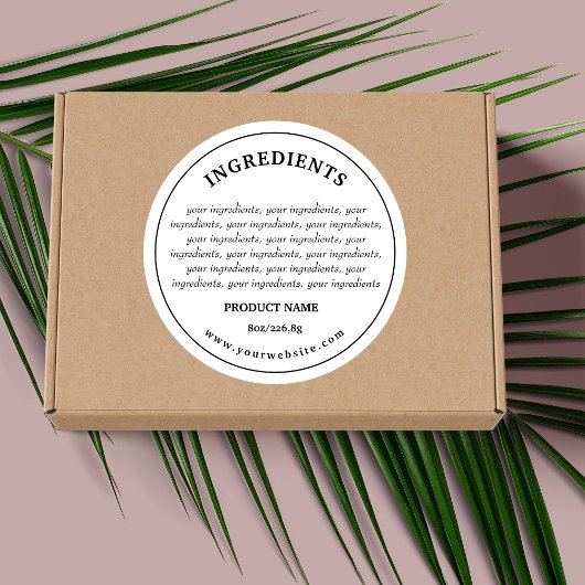 Ingrédients Étiquette de produit