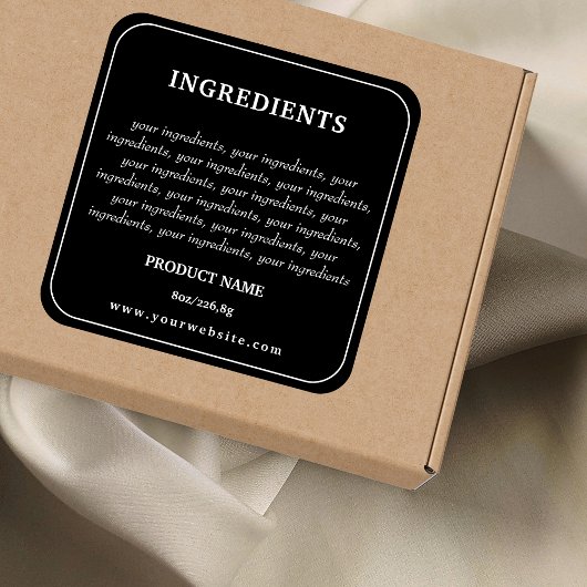 Ingrédients Étiquette de produit