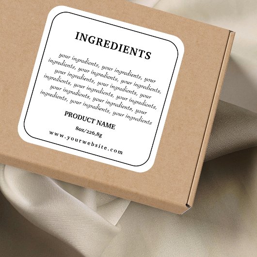 Ingrédients Étiquette de produit