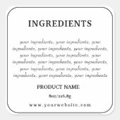 Ingrédients Étiquette de produit (Devant)