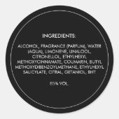 Ingrédients Étiquette de produit Sticker noir (Devant)