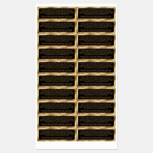 ingrédients imperméables rectangle étiquette or no (Feuille)