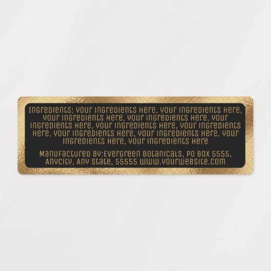 ingrédients imperméables rectangle étiquette or no (Design 2)