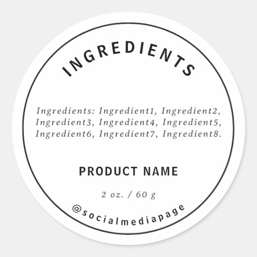 Ingrédients modernes Étiquette produit (Devant)