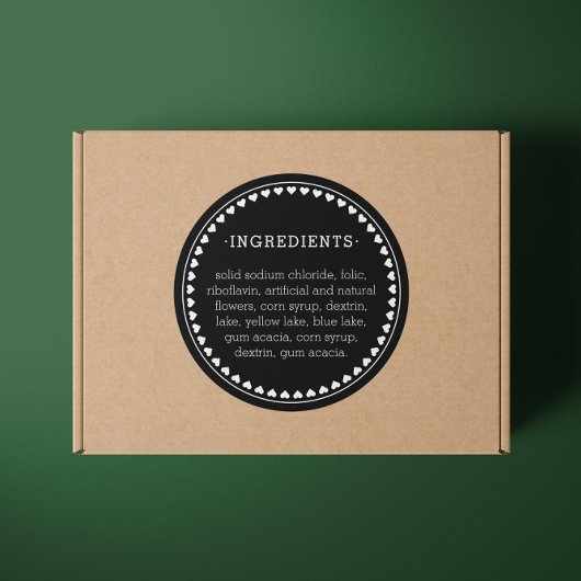 Ingrédients Motifs de coeur Stickers Étiquette de 