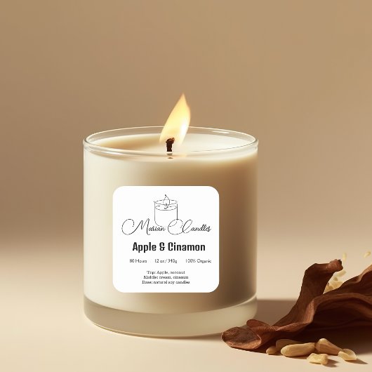 Ingrédients noir et blanc Étiquette de bougie