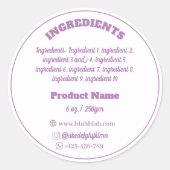 ingrédients Sticker Étiquette produit (Devant)