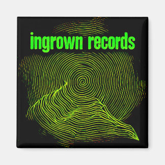 Ingrown Records Groene houtsnede spiraal klein Magneet
