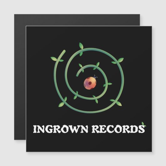 Ingrown Records Ladybug Spiral Magnet Card Black (Devant / Derrière)