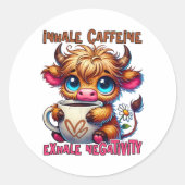 Inhale Caffeine Exhale Negativity Ronde Sticker (Voorkant)