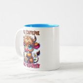 Inhale Caffeine Exhale Negativity Tweekleurige Koffiemok (Voorkant links)