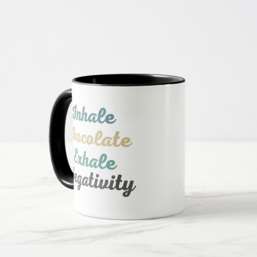Inhale Chocolate Exhale Negatitivity-Mokken en -be Mok (Voorkant links)