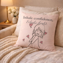 Inhale Confidence Motivational Blush Throw Pillow