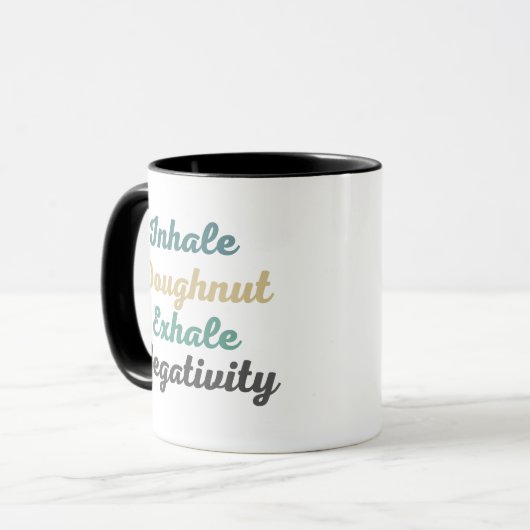 Inhale Doughnut Exhale Negatitivity-Mokken en beke Mok (Voorkant links)