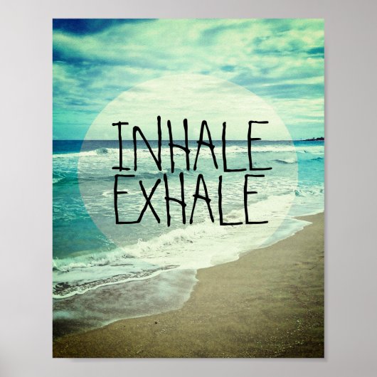 inhale exhale citeert strandfoto oceaan poster (Voorkant)
