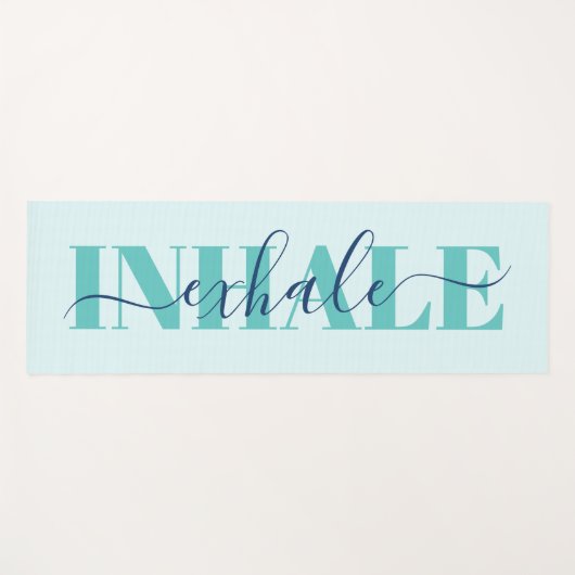 Inhale exhale modern blue turquoise quote yogamat (Voorkant (horizontaal))