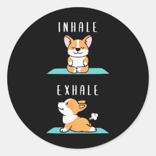 Inhale Exhale Namaste Yoga Corgi Hond Inner Medita Ronde Sticker