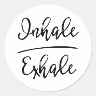 Inhale Exhale Typografie Ronde Sticker