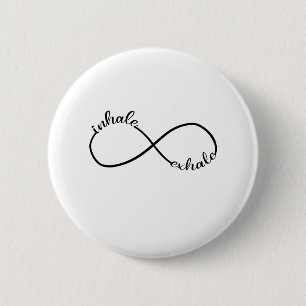 Inhale Infinity Sign Symbool T-Shirt Yogi Ronde Button 5,7 Cm