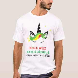 Inhale Weed Geloof in Unicorns Magic Unicorn Funn T-shirt