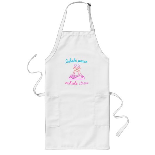 Inhaleer Peace Adem Stress uit | Mindful Yoga Grap Lang Schort (Voorkant)