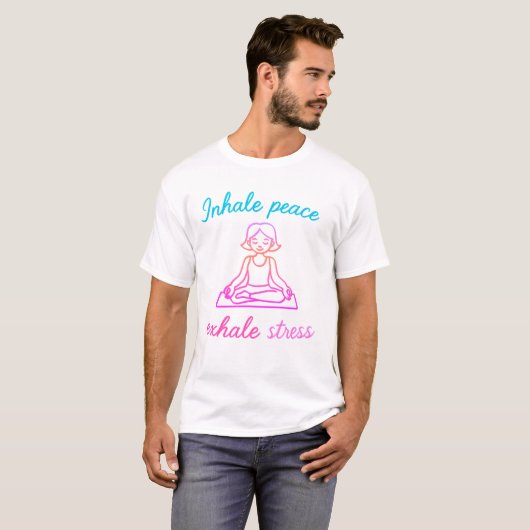 Inhaleer Peace Adem Stress uit | Mindful Yoga Grap T-shirt (Voorkant volledig)