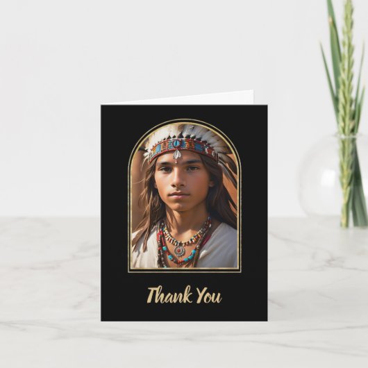 Inheems Amerikaans Afstuderen gevouwen bedankkaart (Voorkant)