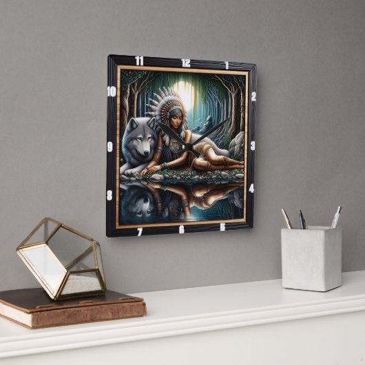 Inheems Indiaans heiligdom: het horloge van de wol Vierkante Klok (Kantoor)