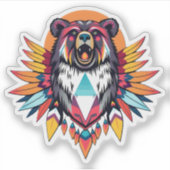 Inheems versierd Beer Sticker (Voorkant)