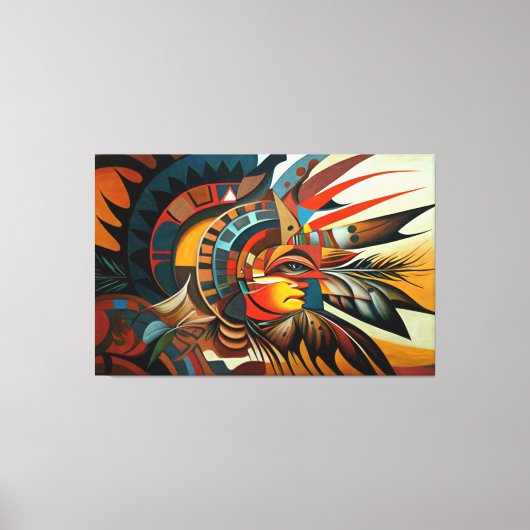 Inheemse Abstracte kunst, Indiaanse kunst Canvas Afdruk (Voorkant)