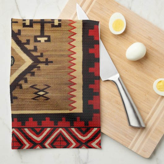 Inheemse am. Ontwerp met/uit-Initialen Theedoek (Quarter Fold)