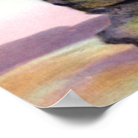 Inheemse Amerikaan in Costume Poised on Rock Poster (Hoek)