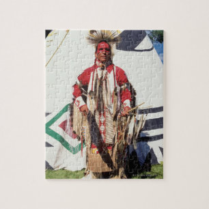 Inheemse Amerikaan in traditionele kleding op Legpuzzel