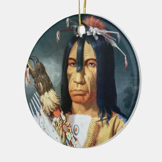 Inheemse Amerikaans hoofd van het Canadese volk Keramisch Ornament (Links)